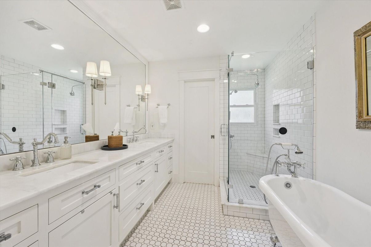 Bathroom, Dual Sink Vanities, Glass Shower, Interior, Recessed Lighting