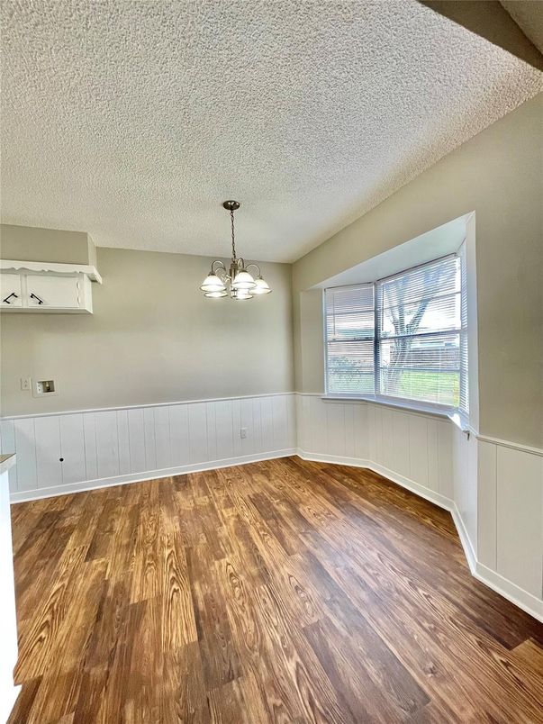 Chandelier, Empty room, Interior, Pendant Lights, Wood Texture Flooring