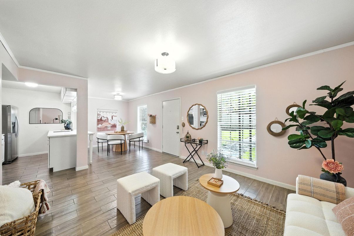 Dining room, Interior, Living room, Washer, Wood Texture Flooring