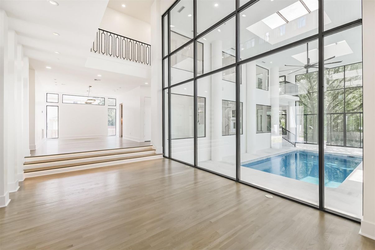 Interior, Pool, Recessed Lighting, Wood Texture Flooring
