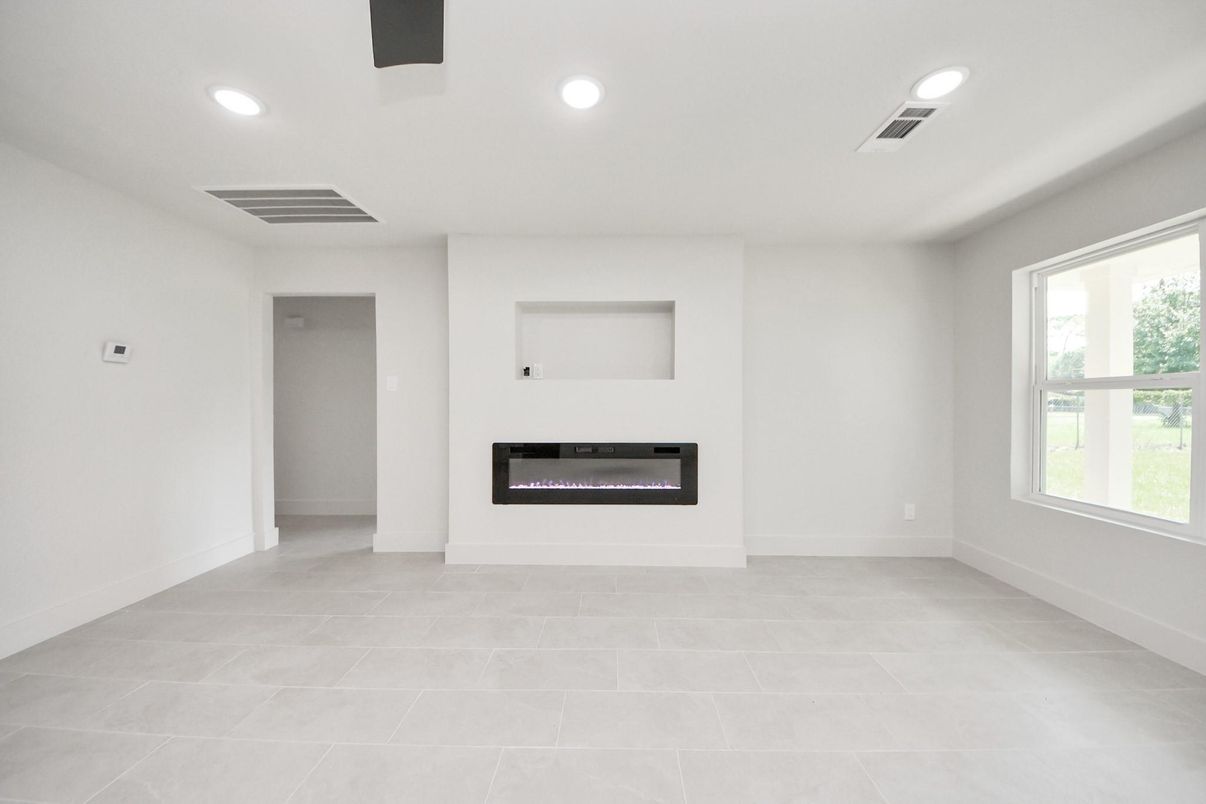 Empty room, Fireplace, Interior, Recessed Lighting