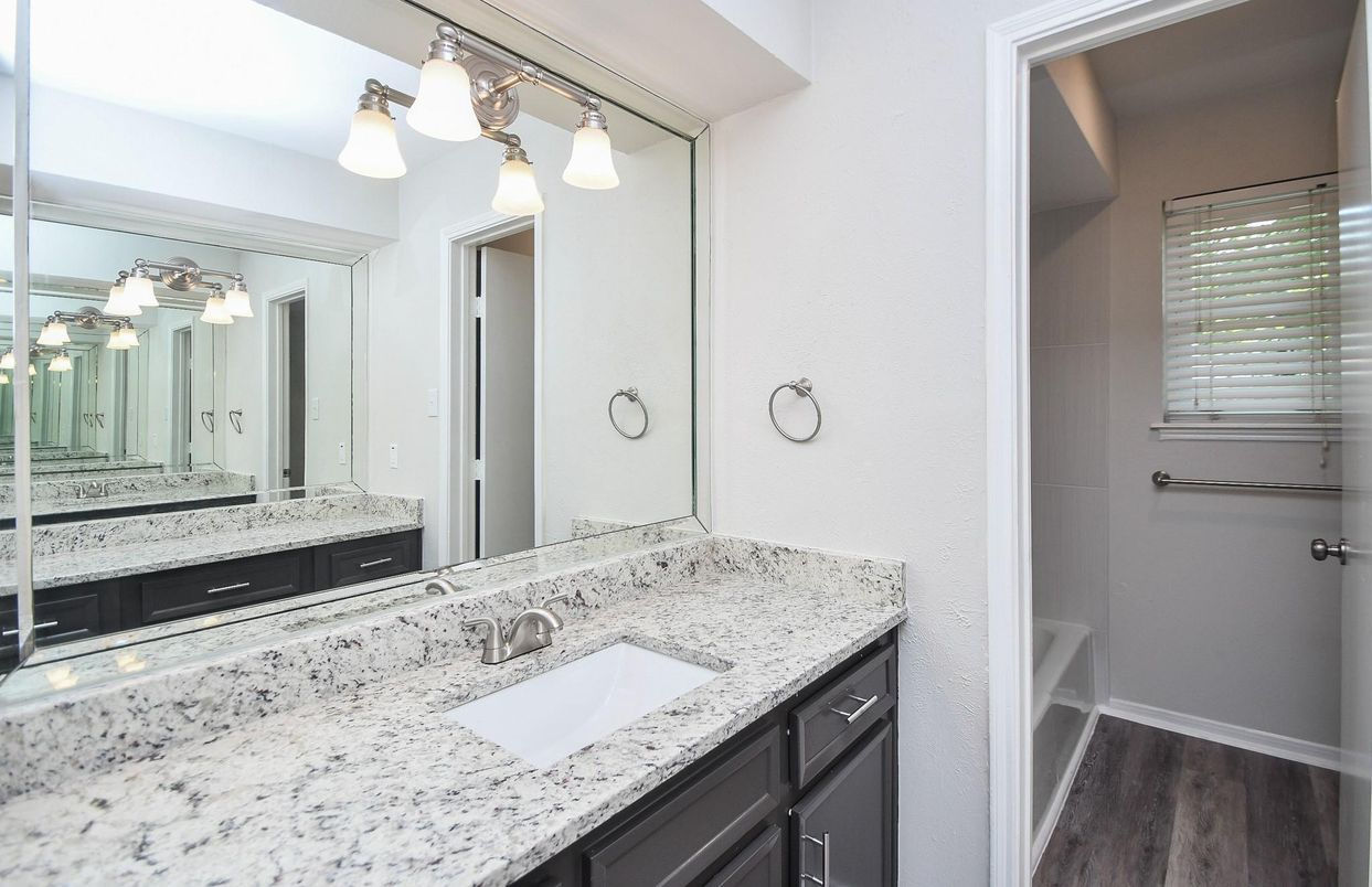 Bathroom, Dual Sink Vanities, Interior, Wood Texture Flooring