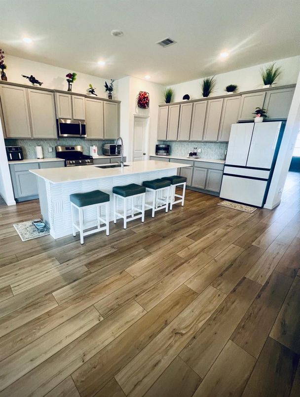 Interior, Kitchen, Recessed Lighting, Wood Texture Flooring