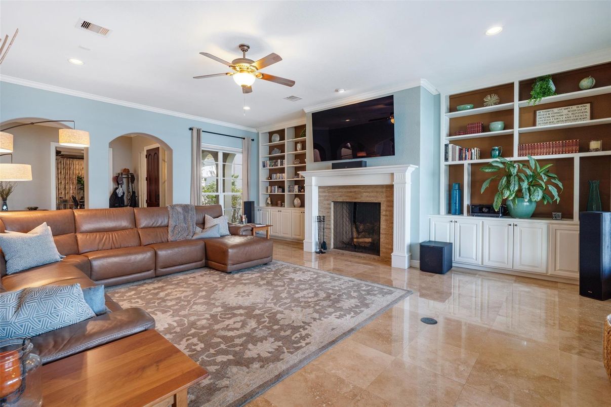 Fireplace, Interior, Living room, Recessed Lighting
