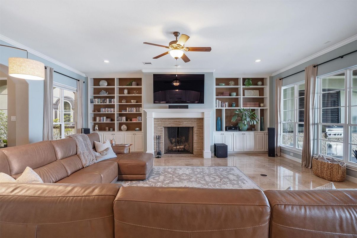 Fireplace, Interior, Living room, Recessed Lighting