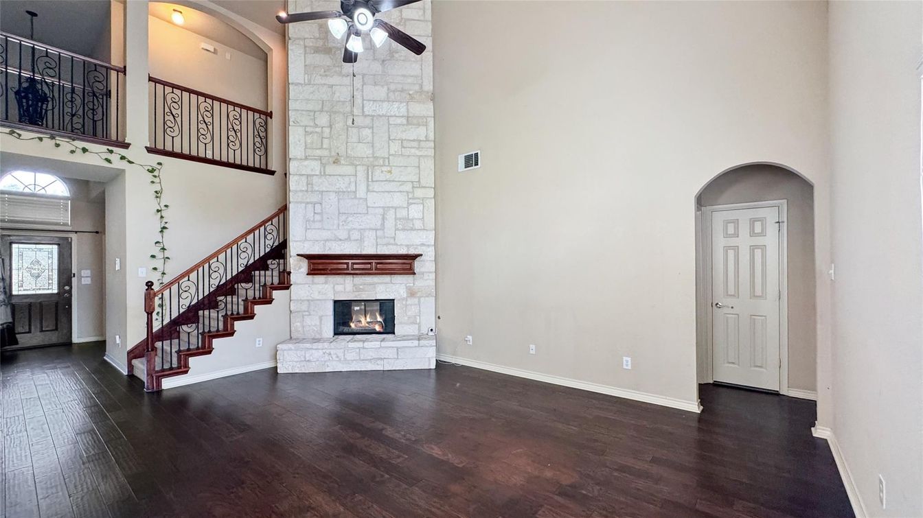 Fireplace, Interior, Stone Walls, Wood Texture Flooring