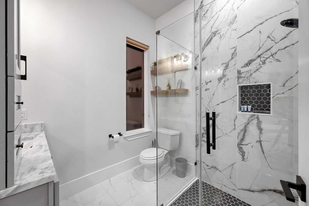 Bathroom, Glass Shower, Interior, Marble, Marble Walls