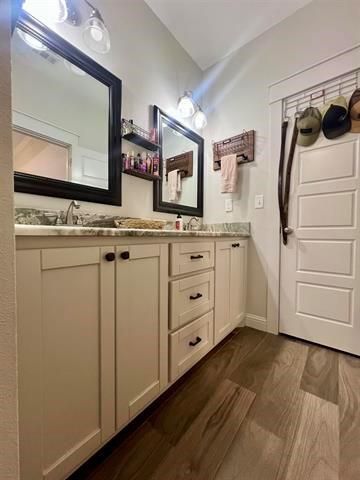 Bathroom, Dual Sink Vanities, Interior, Wood Texture Flooring