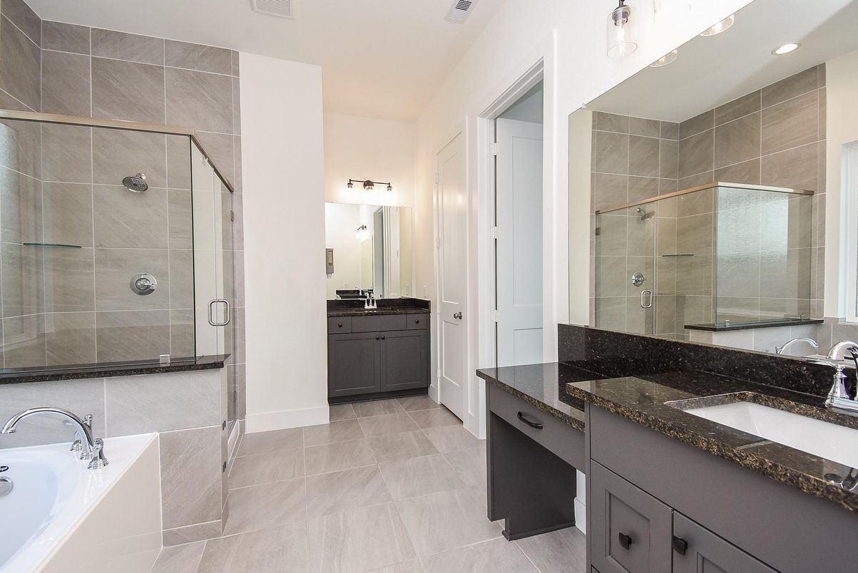 Bathroom, Dual Sink Vanities, Glass Shower, Interior, Recessed Lighting