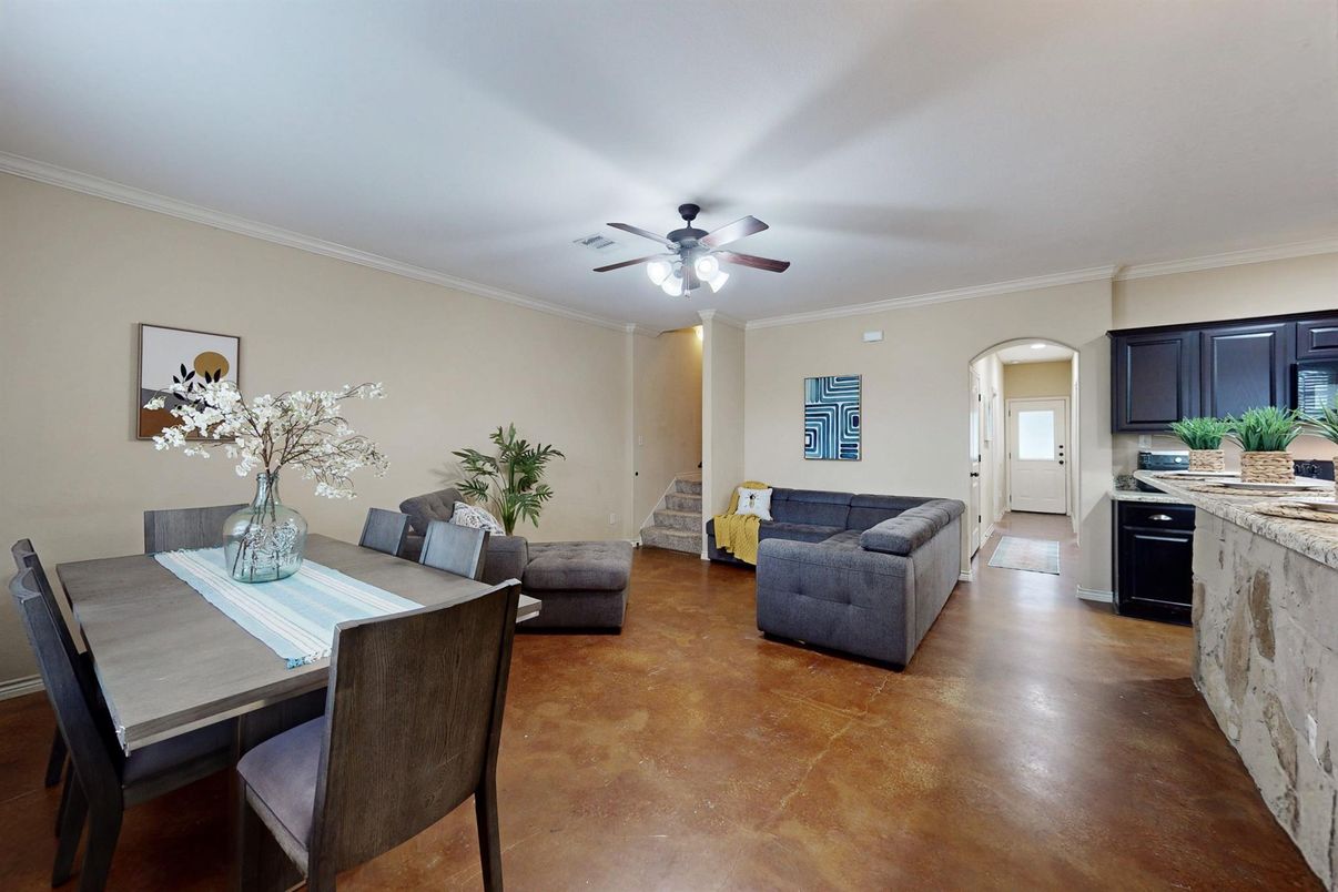 Dining room, Interior, Kitchen, Living room, Wood Texture Flooring