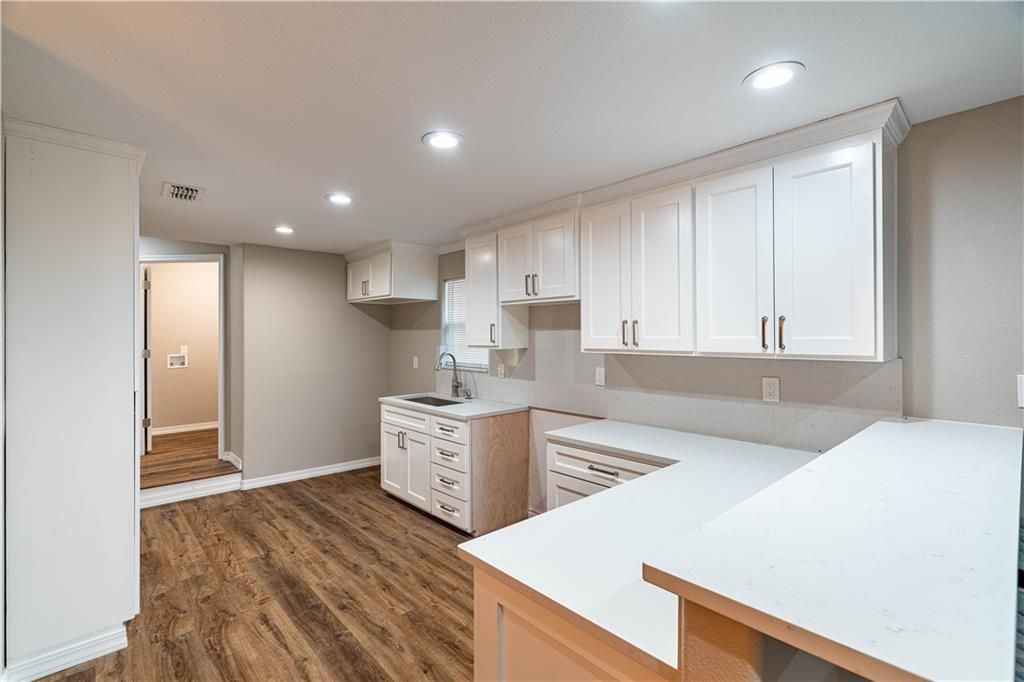 Interior, Kitchen, Recessed Lighting, Wood Texture Flooring