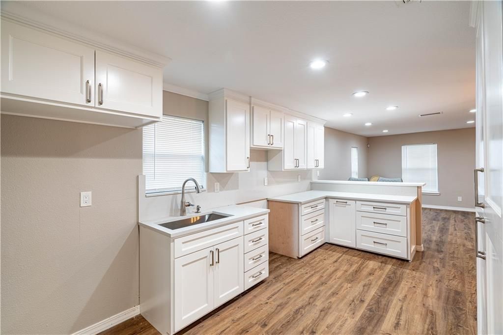 Interior, Kitchen, Recessed Lighting, Wood Texture Flooring