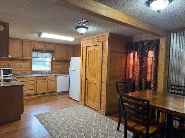Dining room, Interior, Kitchen, Wooden Beams, Wood Texture Flooring, Wooden Walls