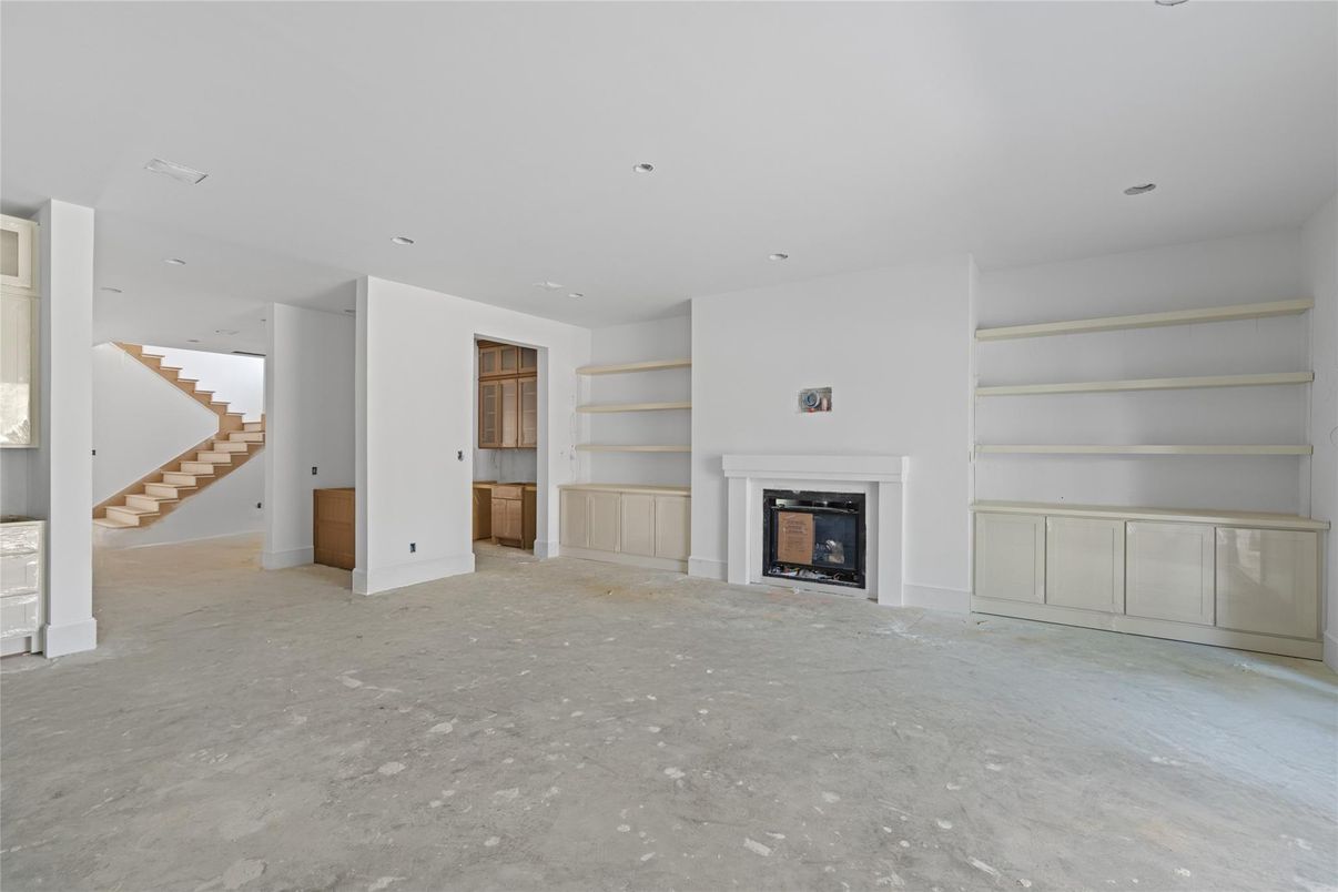 Empty room, Fireplace, Interior, Recessed Lighting