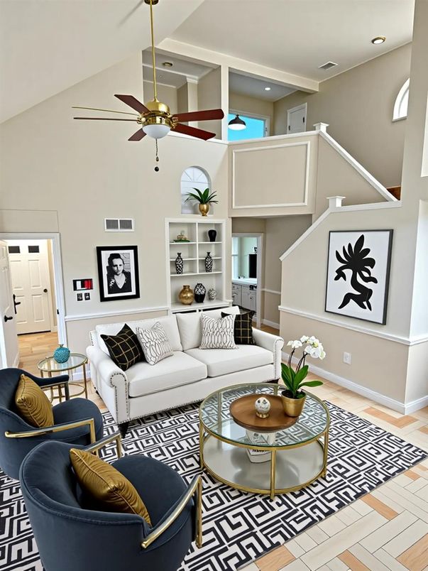 Interior, Living room, Recessed Lighting, Wood Texture Flooring