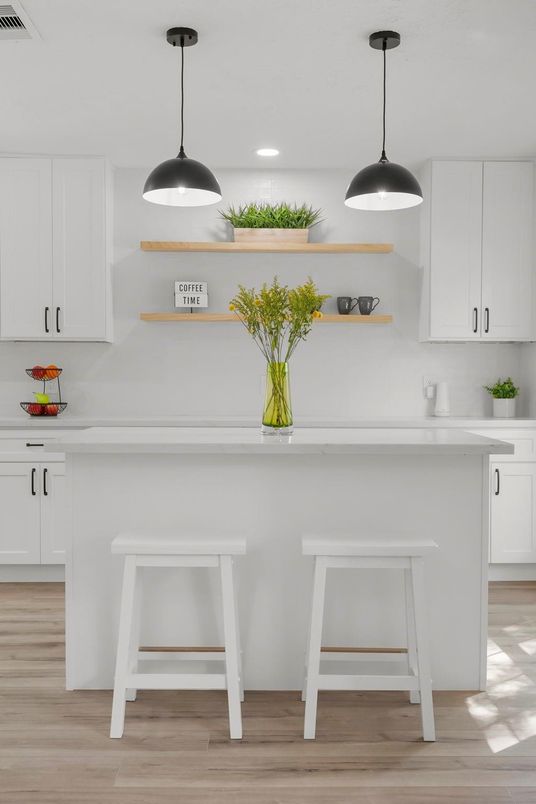 Interior, Kitchen, Pendant Lights, Recessed Lighting, Wood Texture Flooring
