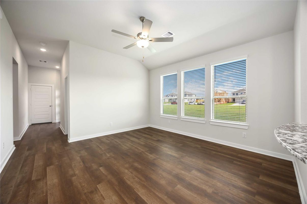 Empty room, Interior, Recessed Lighting, Wood Texture Flooring