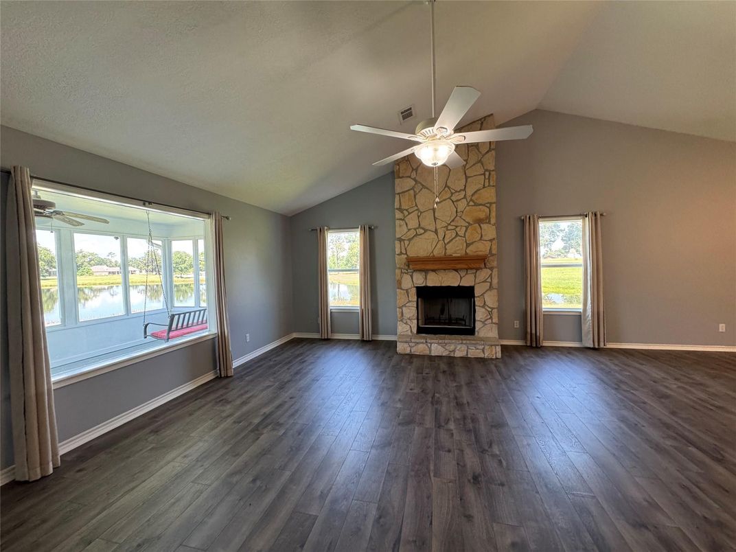 Empty room, Fireplace, Interior, Wood Texture Flooring