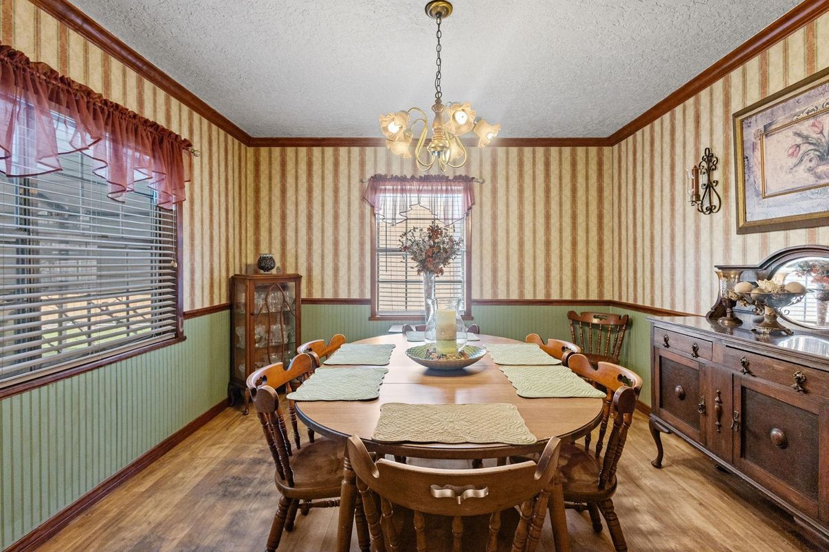Chandelier, Dining room, Interior, Wood Texture Flooring