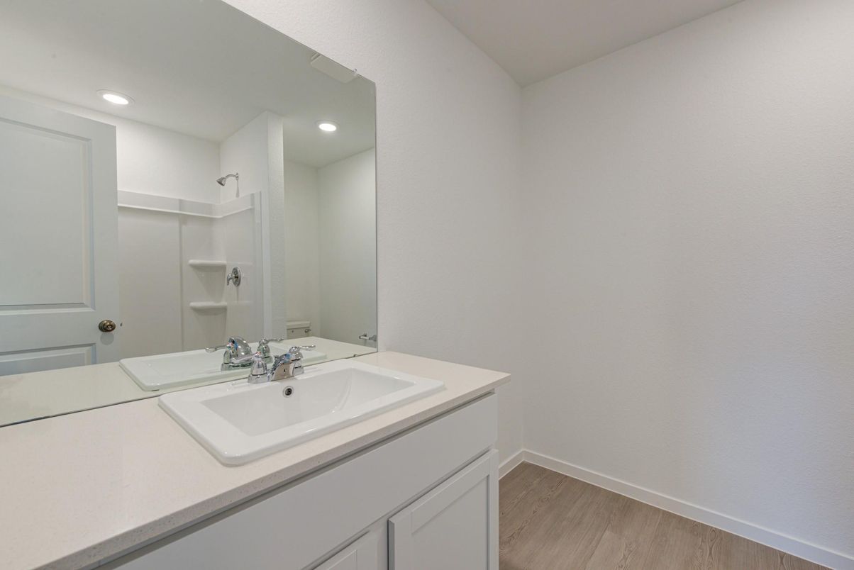 Bathroom, Interior, Recessed Lighting, Wood Texture Flooring