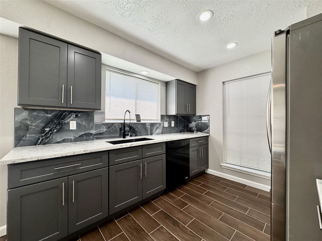 Interior, Kitchen, Recessed Lighting, Wood Texture Flooring