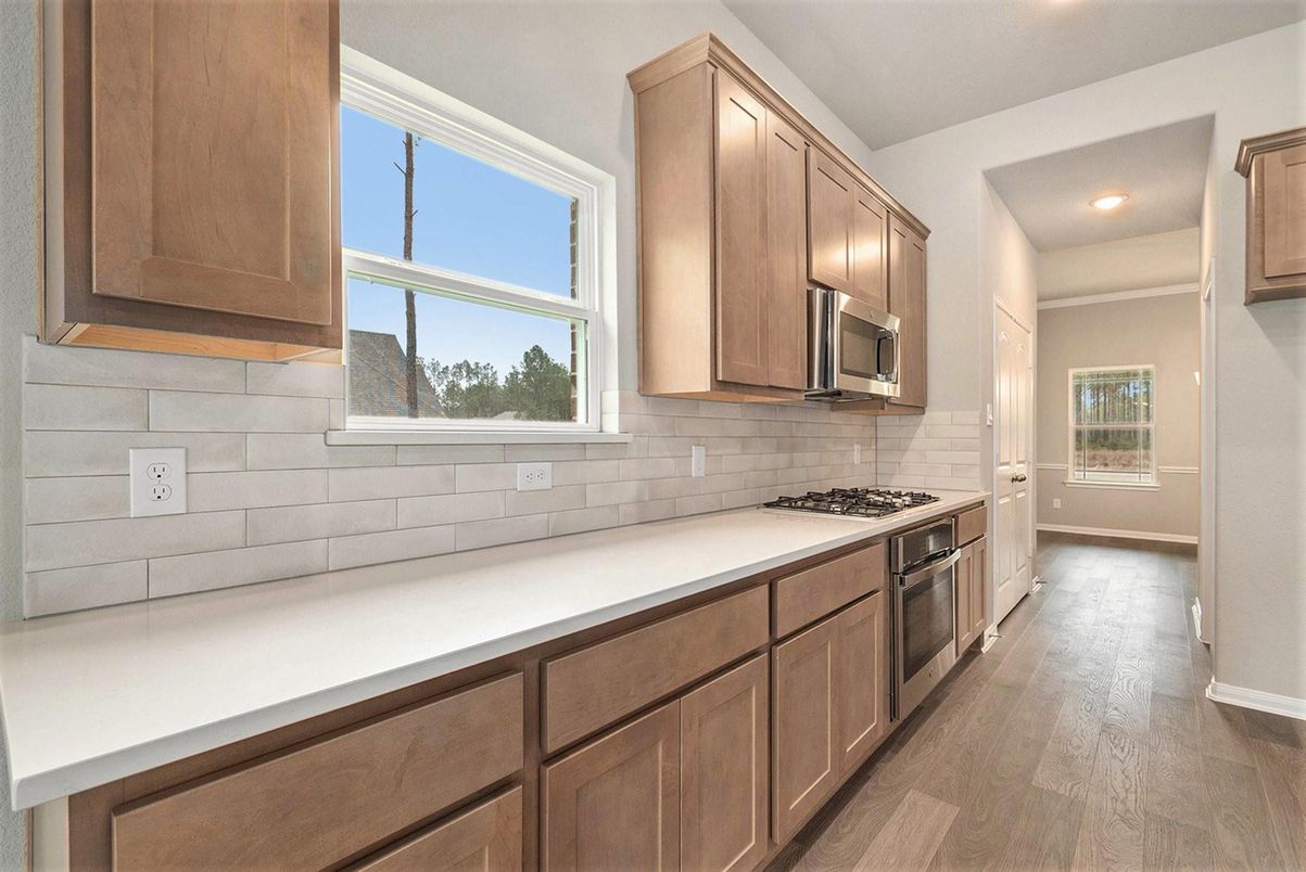 Interior, Kitchen, Recessed Lighting, Wood Texture Flooring