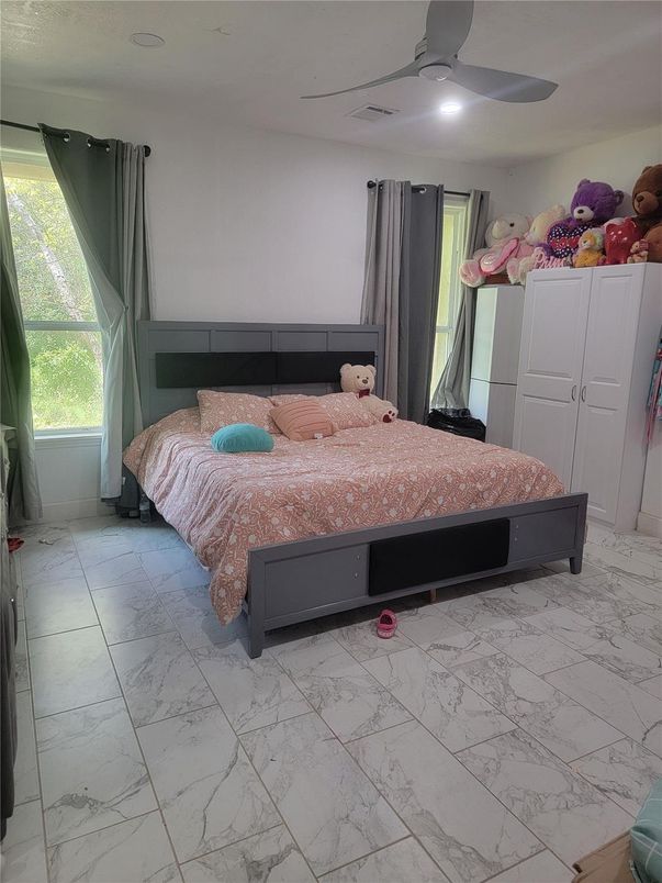 Bedroom, Interior, Marble, Recessed Lighting