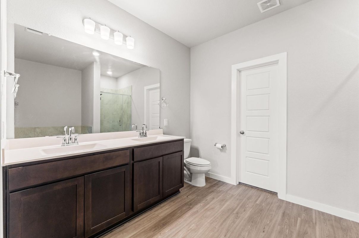 Bathroom, Dual Sink Vanities, Interior, Wood Texture Flooring