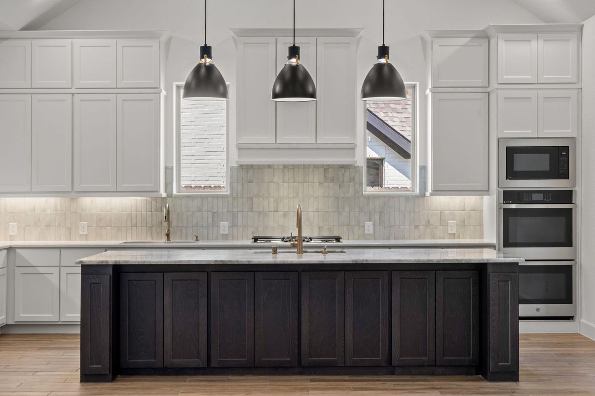 Interior, Kitchen, Pendant Lights, Stainless Steel Appliances, Wood Texture Flooring