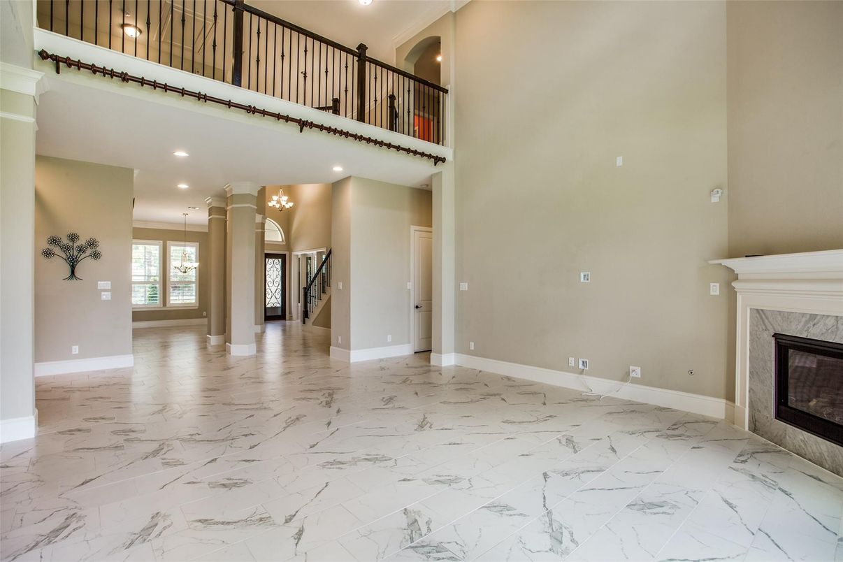Fireplace, Interior, Marble, Recessed Lighting