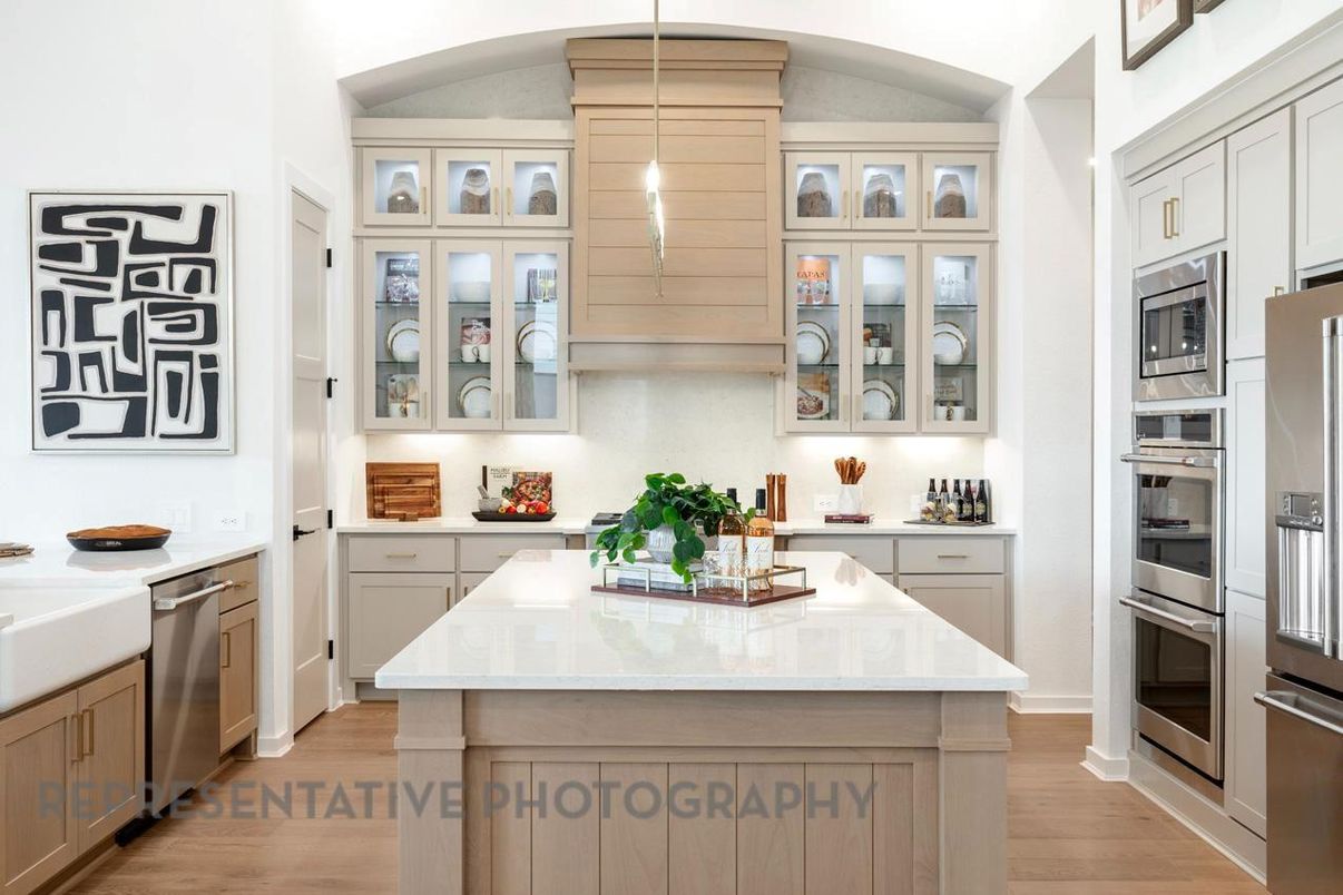 Interior, Kitchen, Pendant Lights, Stainless Steel Appliances, Wood Texture Flooring