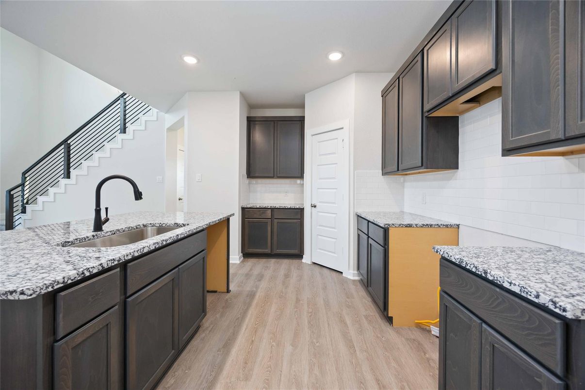 Interior, Kitchen, Recessed Lighting, Wood Texture Flooring