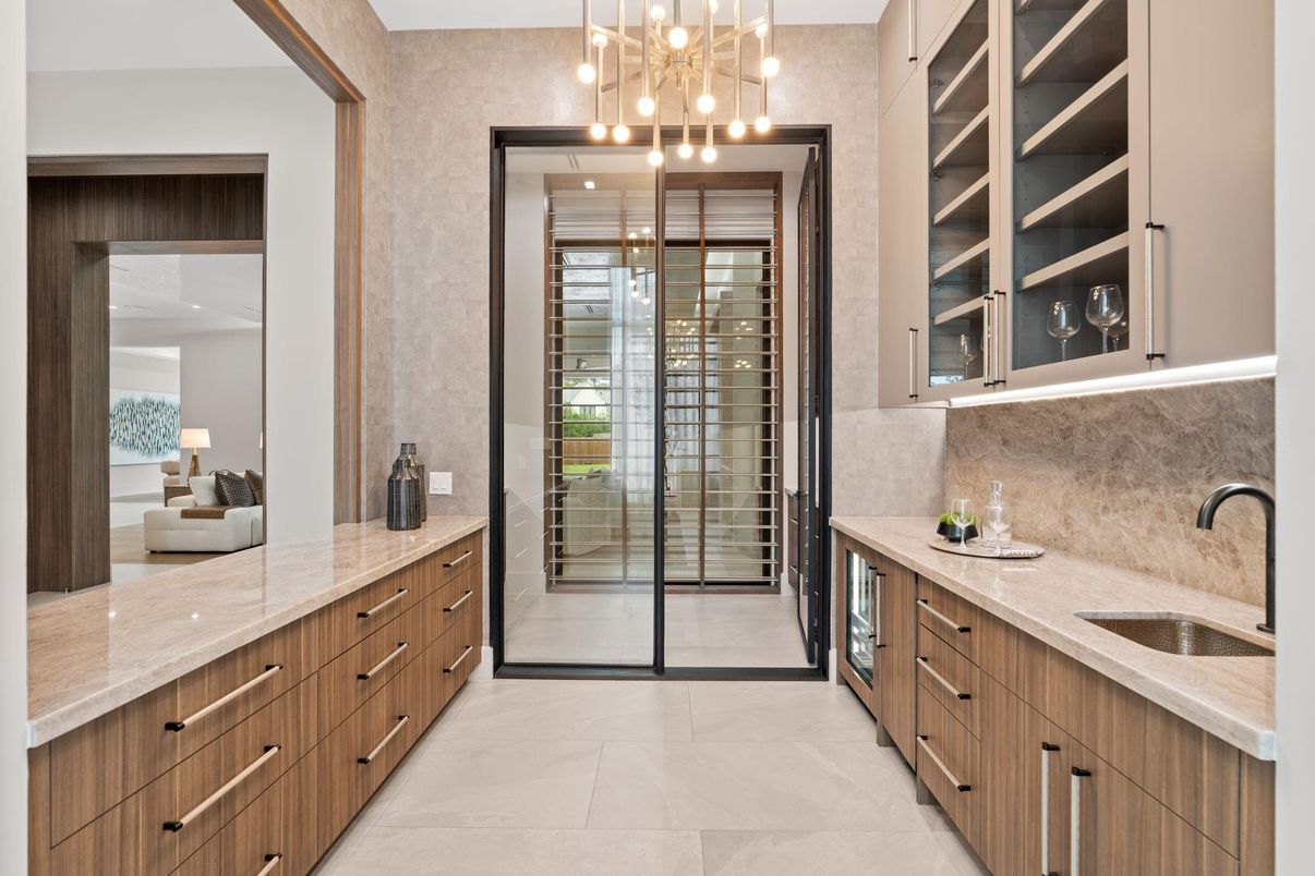 Bathroom, Dual Sink Vanities, Glass Shower, Interior, Pendant Lights