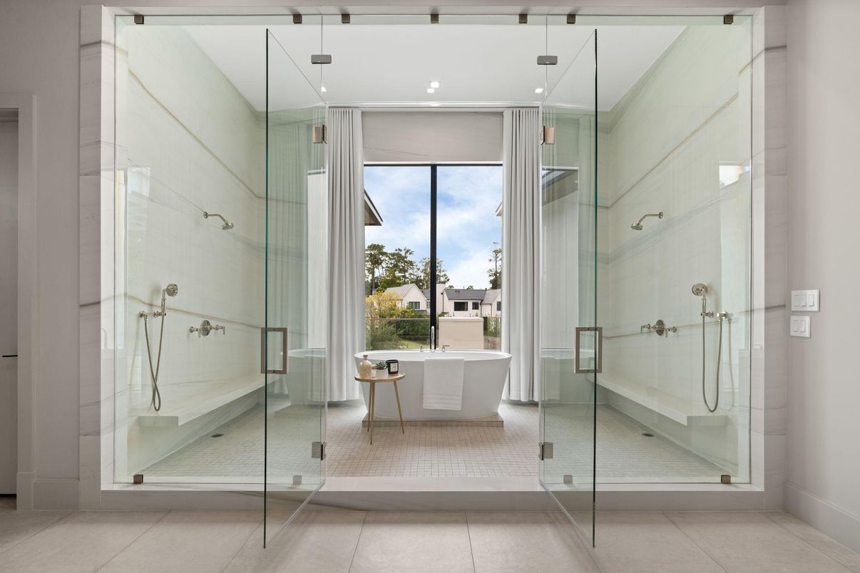 Bathroom, Glass Shower, Interior, Recessed Lighting