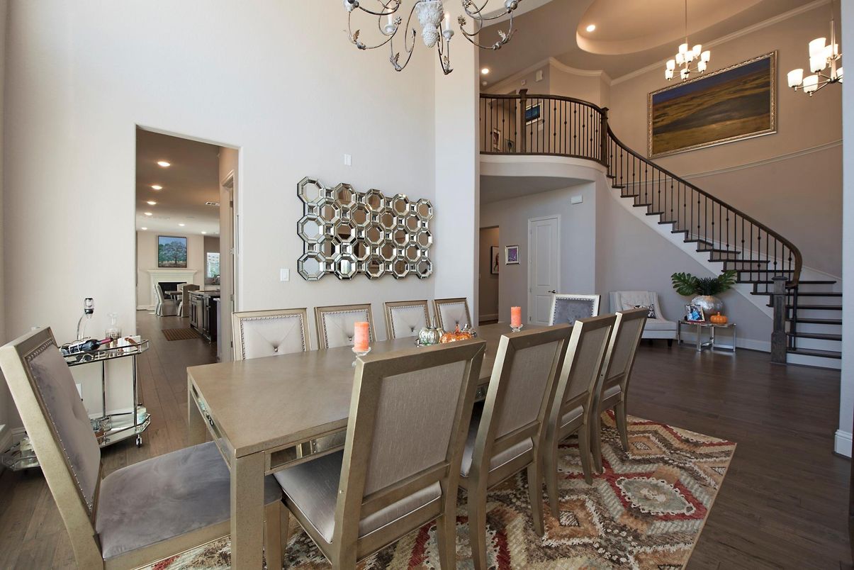 Chandelier, Dining room, Interior, Recessed Lighting, Wood Texture Flooring