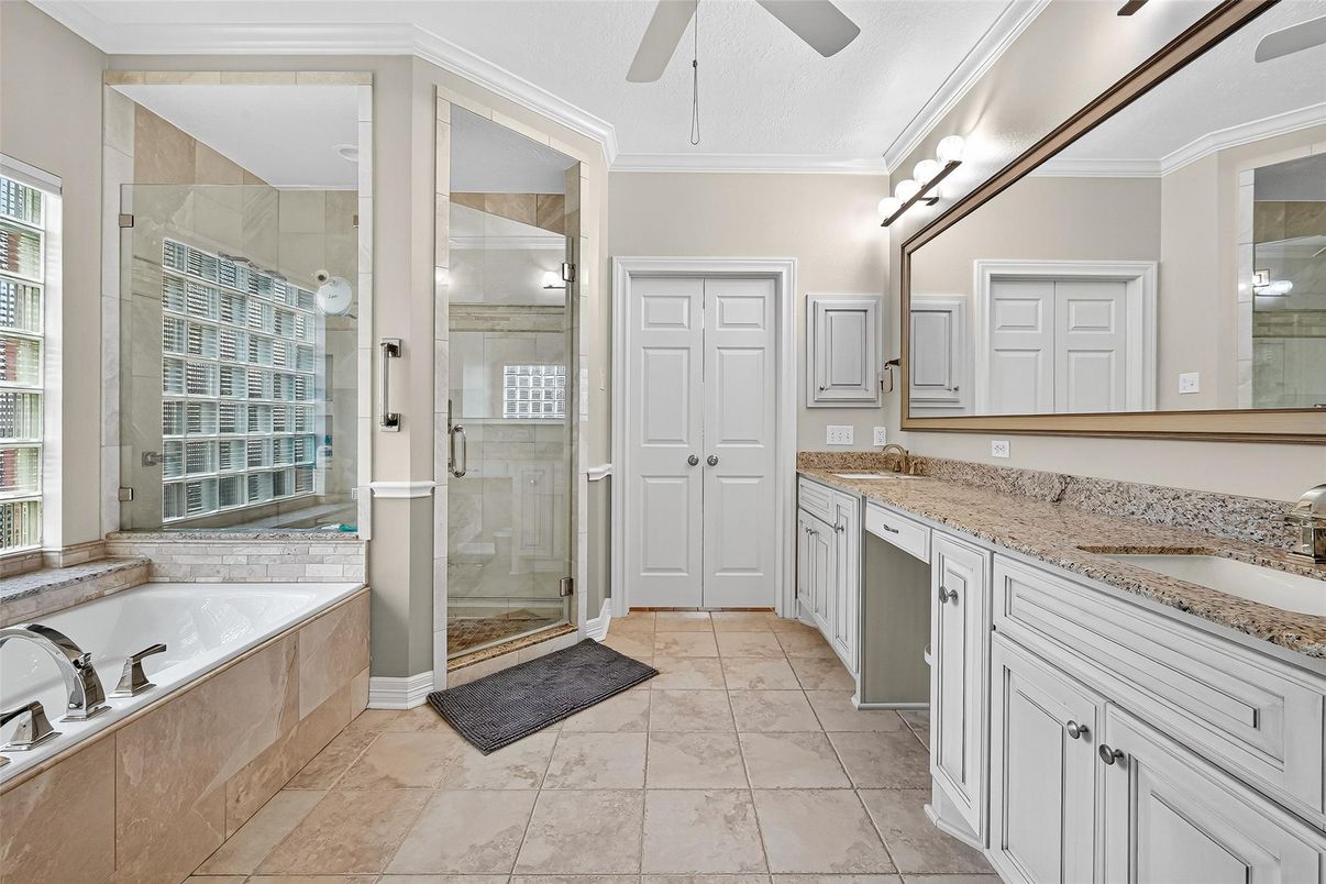 Bathroom, Dual Sink Vanities, Glass Shower, Interior