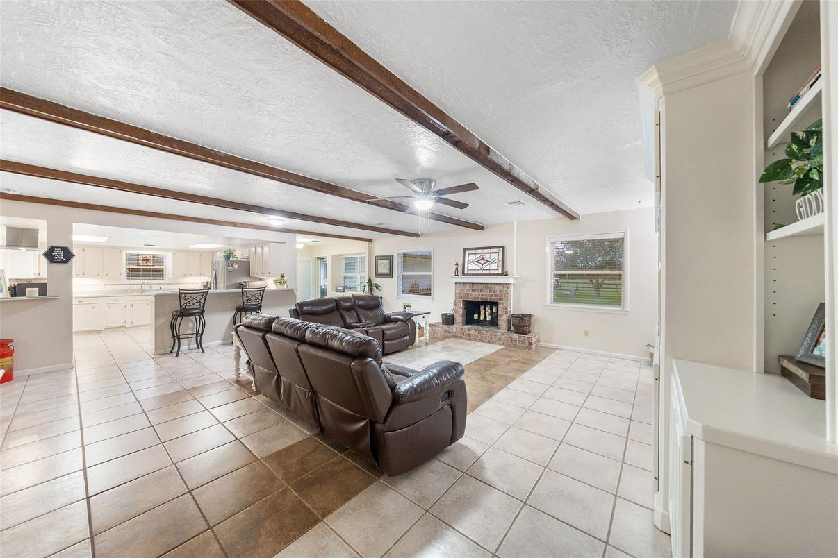 Fireplace, Interior, Kitchen, Living room