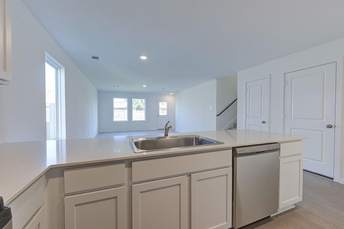 Interior, Kitchen, Recessed Lighting, Wood Texture Flooring