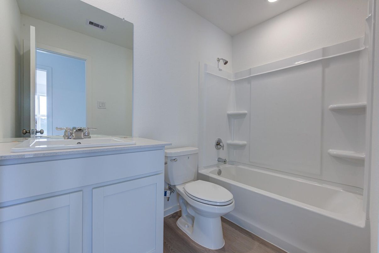 Bathroom, Interior, Recessed Lighting, Wood Texture Flooring