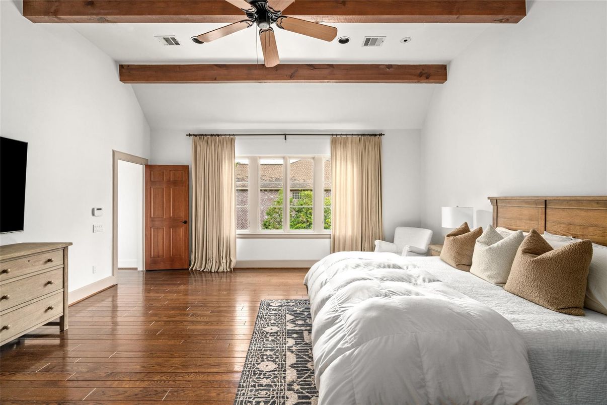 Bedroom, Interior, Wooden Beams, Wood Texture Flooring