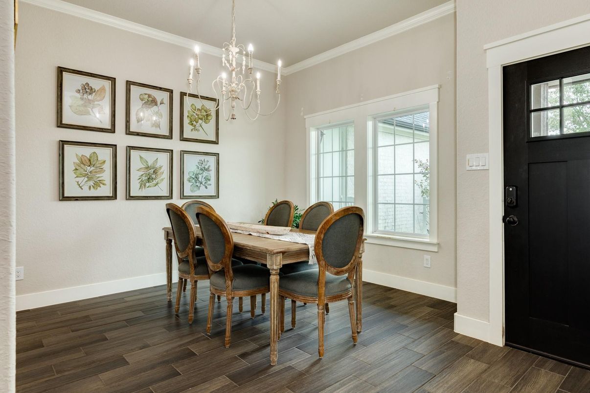 Chandelier, Dining room, Interior, Pendant Lights, Wood Texture Flooring