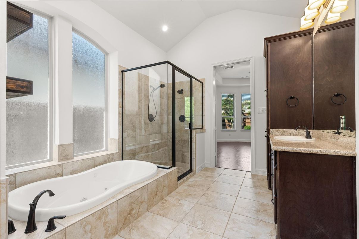 Bathroom, Glass Shower, Interior, Recessed Lighting