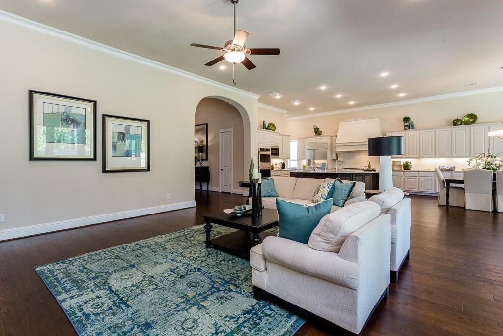 Interior, Kitchen, Living room, Recessed Lighting, Wood Texture Flooring