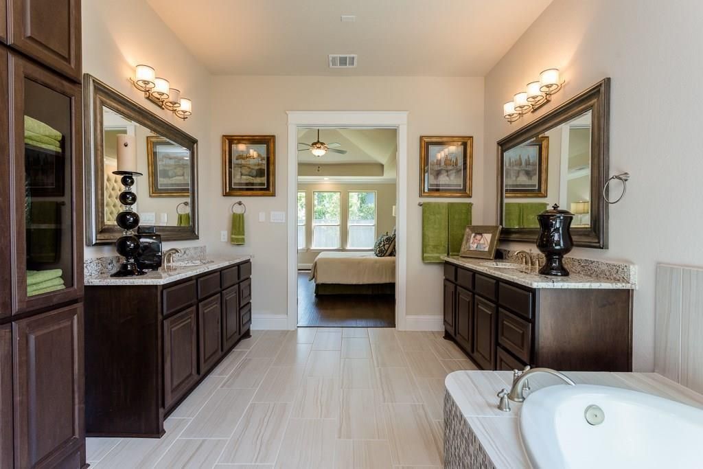 Bathroom, Bedroom, Dual Sink Vanities, Interior, Wood Texture Flooring