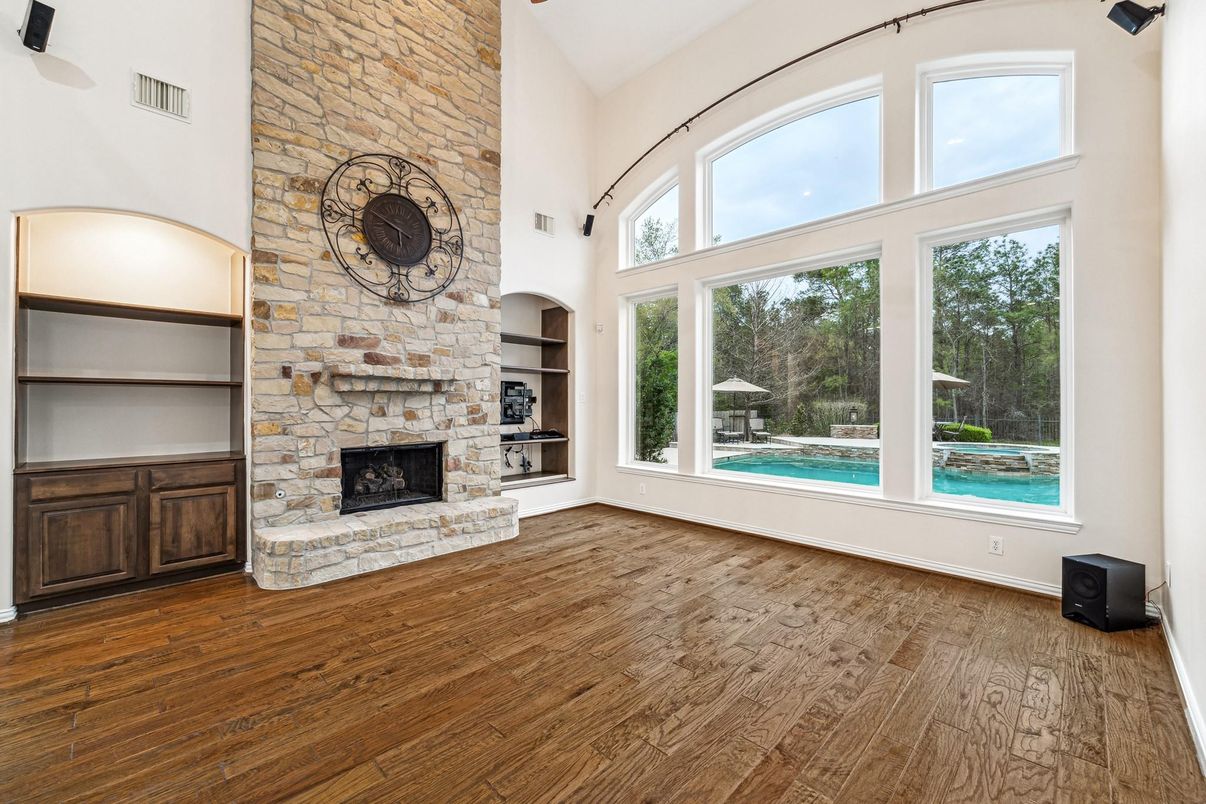 Fireplace, Interior, Stone Walls, Wood Texture Flooring