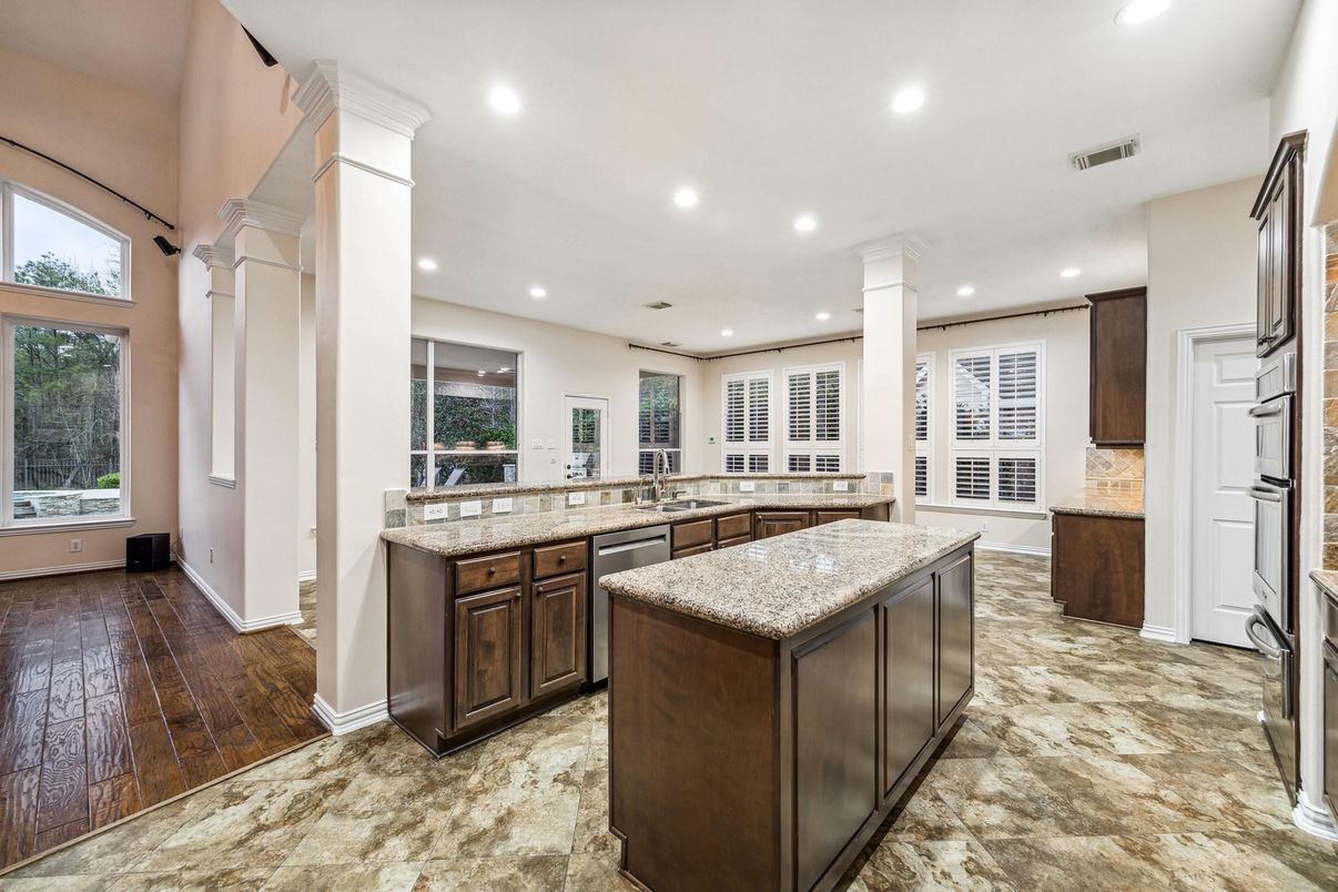 Interior, Kitchen, Recessed Lighting, Wood Texture Flooring