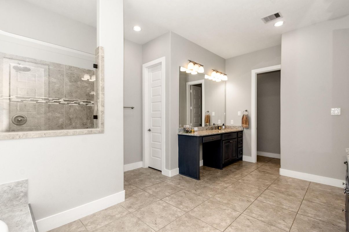 Bathroom, Glass Shower, Interior, Recessed Lighting