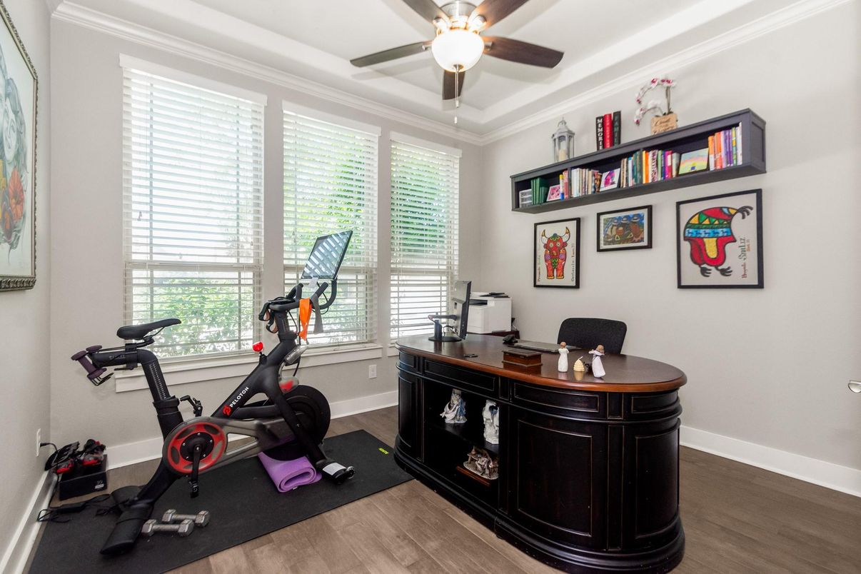 Fitness Equipment, Home Office, Interior, Wood Texture Flooring