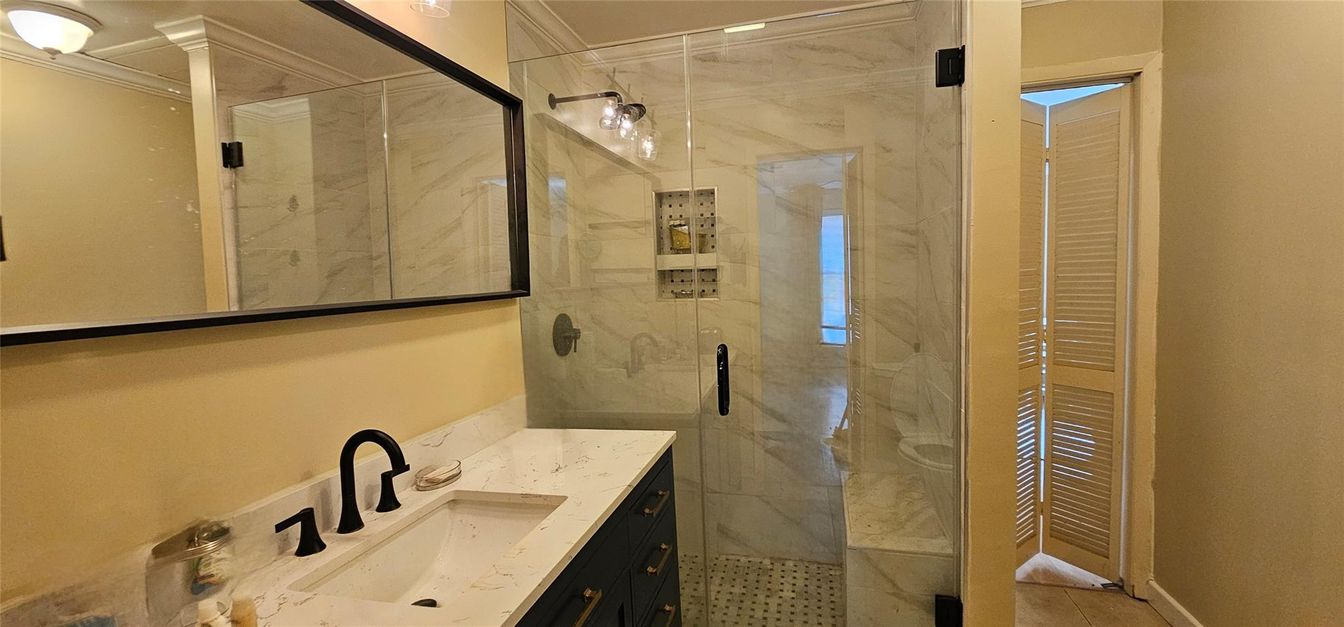 Bathroom, Glass Shower, Interior, Marble Walls