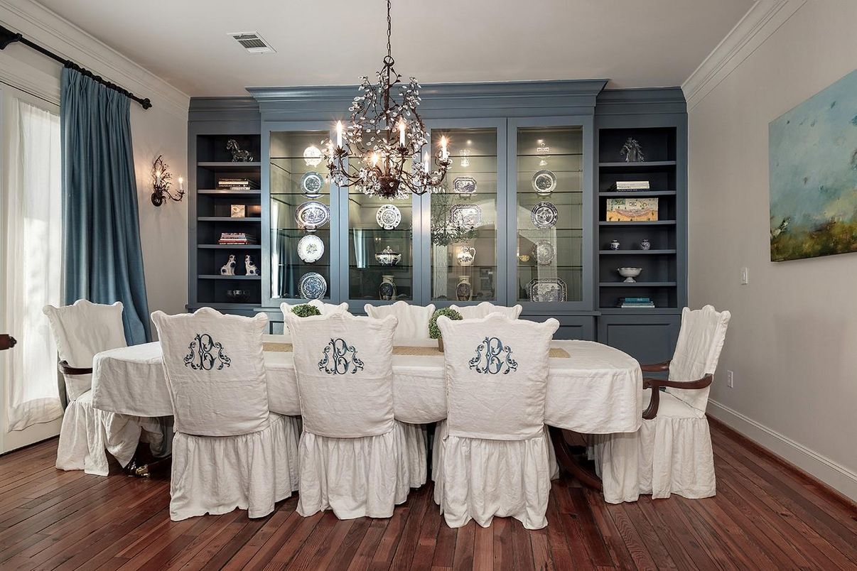 Chandelier, Dining room, Interior, Wood Texture Flooring